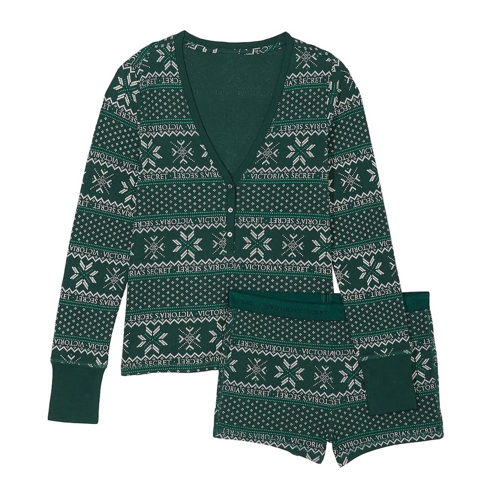 VICTORIA SECRET💚 Christmas Thermal Short Pajama Set